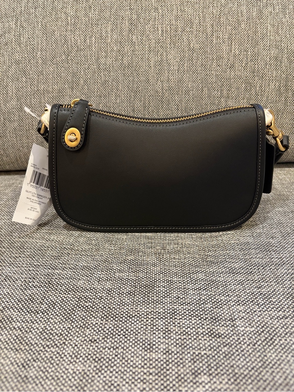 Coach Swinger 20 Black Leather Shoulder Bag